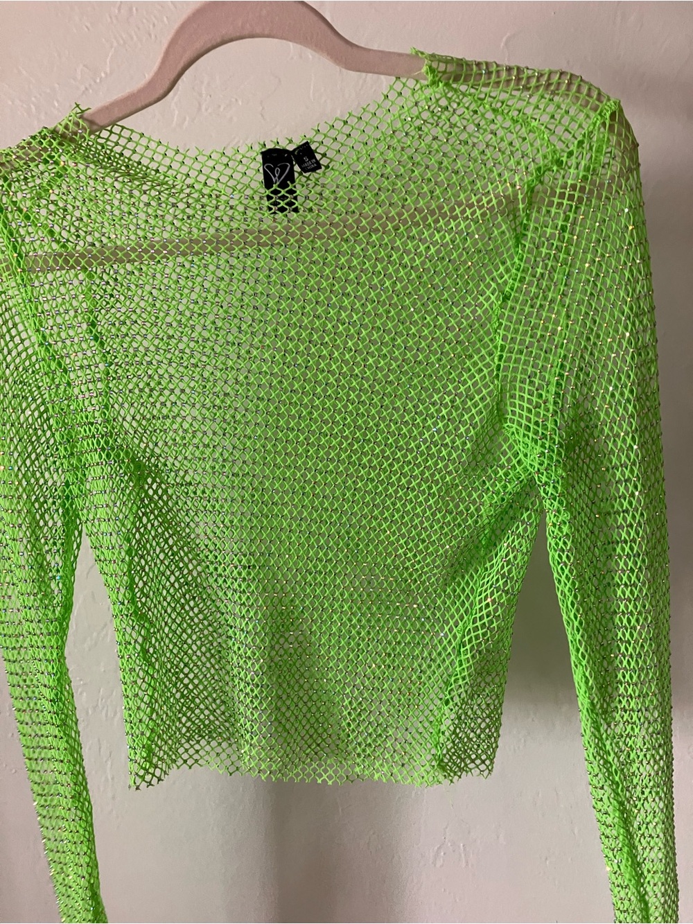 Neon Green Mesh Long Sleeve Top